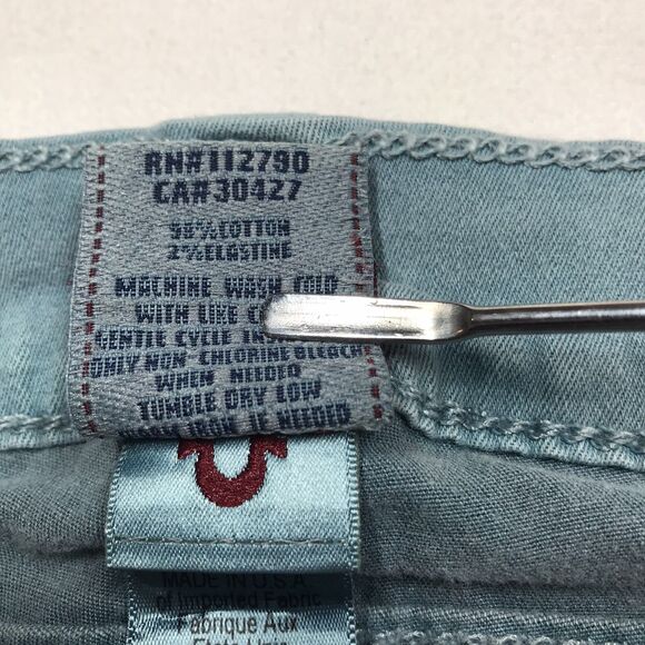 TRUE RELIGION Serena Jeans Women 26x29 Turquoise Green Skinny Stretch Denim USA - Picture 13 of 16